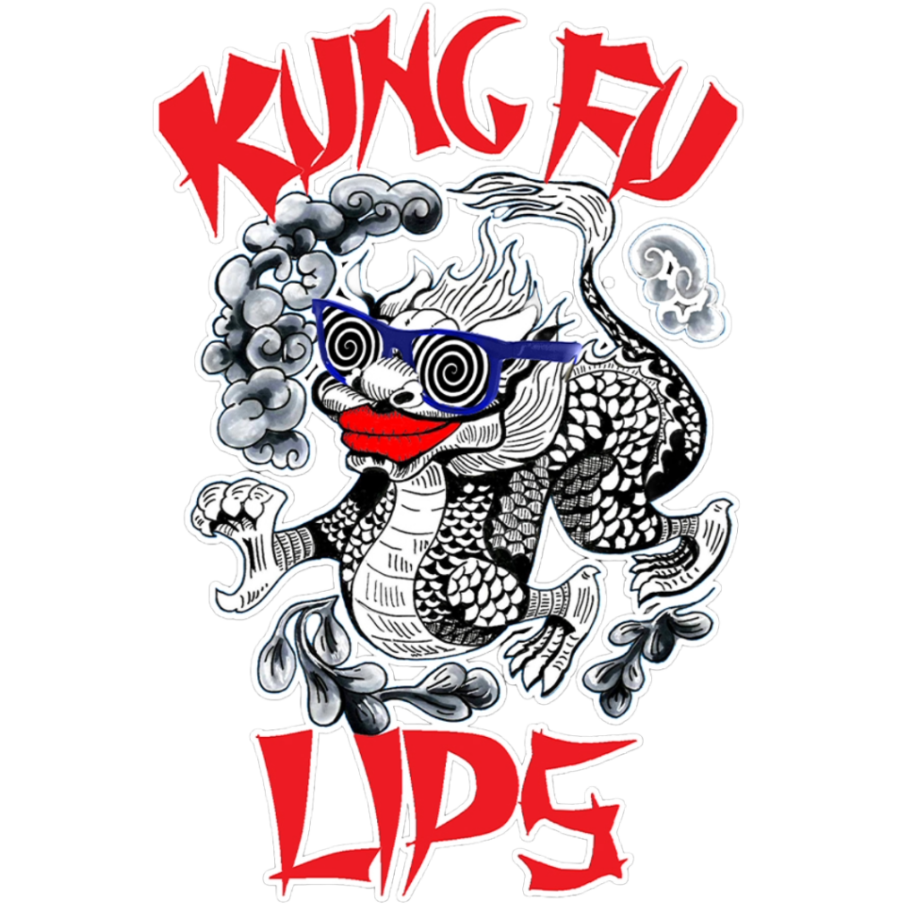 Button: Kung Fu Lips dragon logo for YouTube channel.